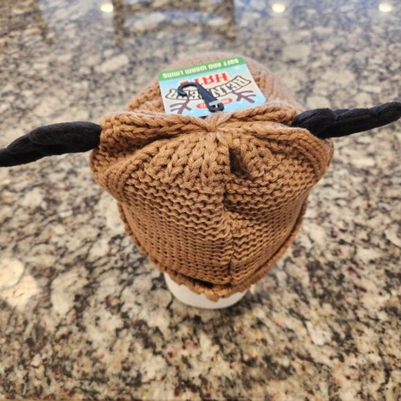 BNWT Reindeer Hats Brown Cable Knit Beanie With Antlers - Picture 3 of 9